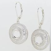 Sterling Silver Semi Mount Earrings Setting Round RD 8x8mm Baguette Tr - Syzjewelry